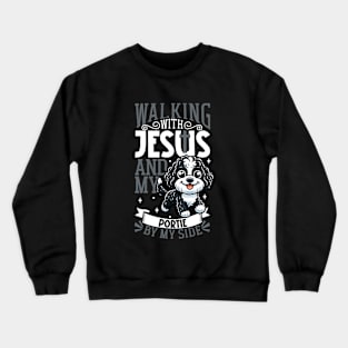 Jesus and dog - Portuguese Water Dog Crewneck Sweatshirt